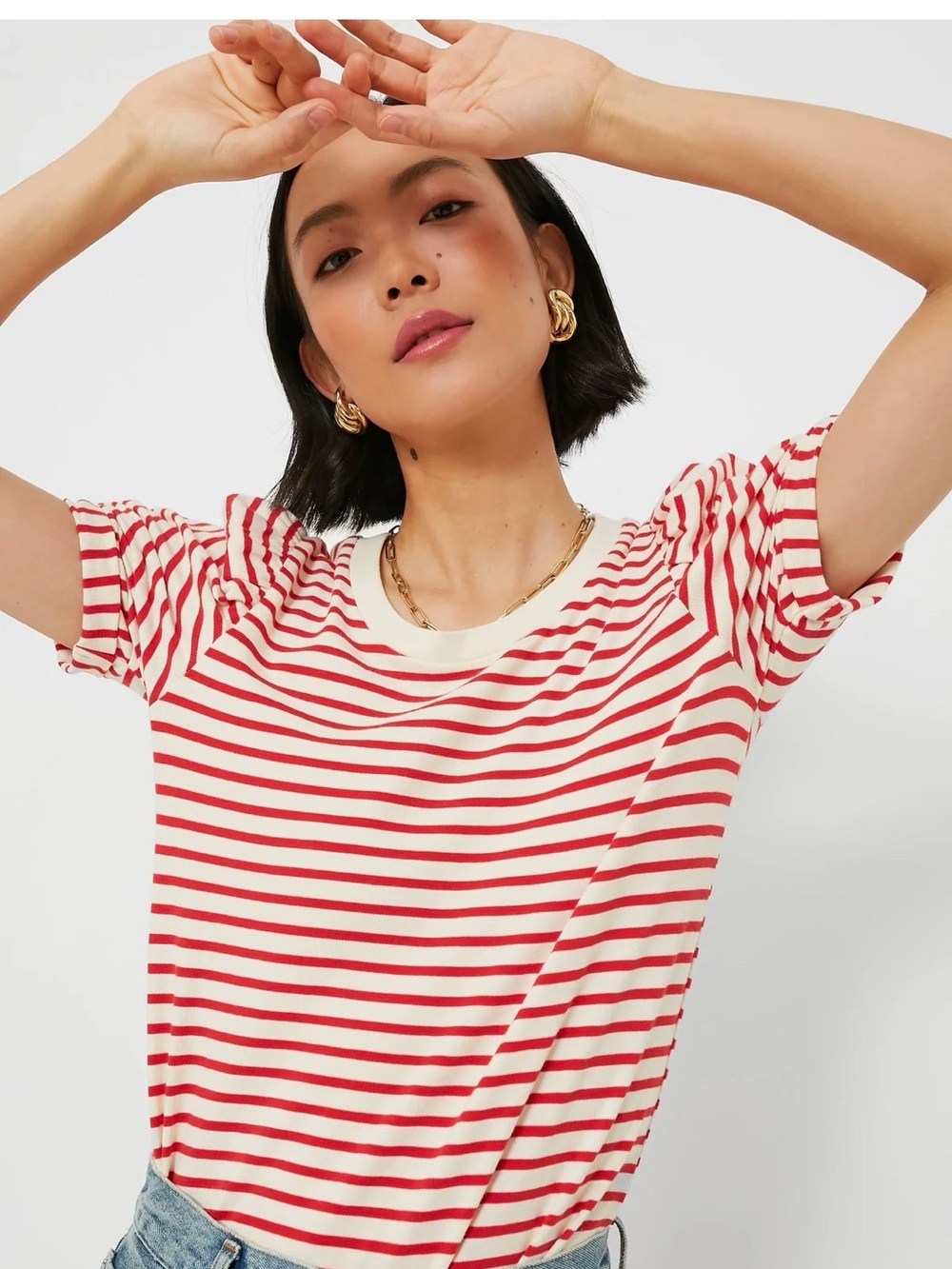 Pomander Place Tuckernuck Red & Cream Striped Short Sleeve Tee